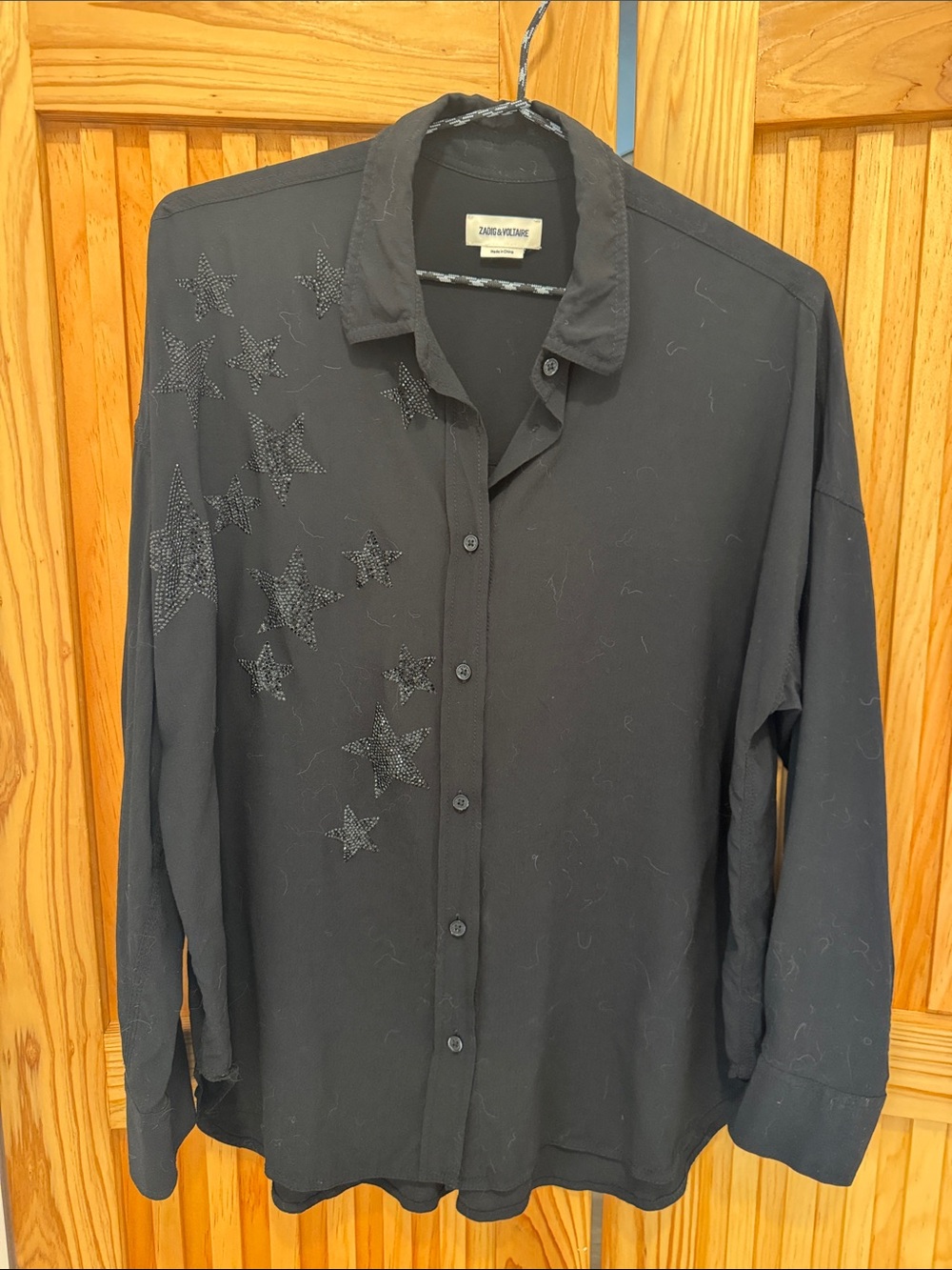 Zadig & Voltaire Tamara Strasse Black Star-Stud Button Front Blouse